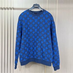 Authentic Louis Vuitton Blue Monogram Crewneck Sweater